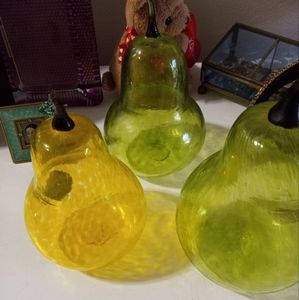 Handblown glass art- set of 3 pears